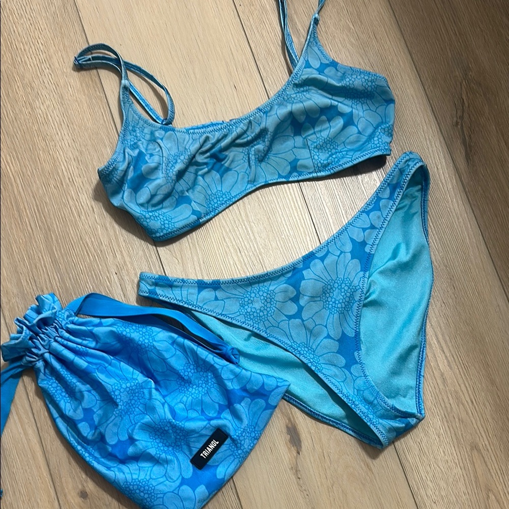 Triangl Swimwear Vibrant Blue Floral Bikini Set